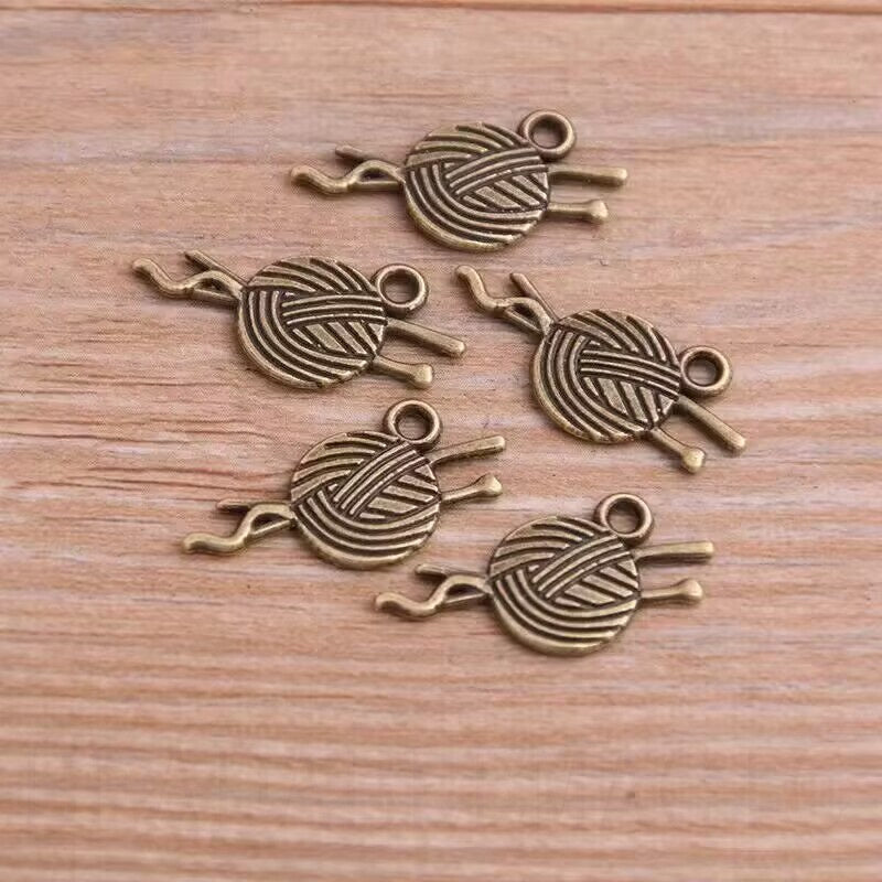 2 Colors 12*24mm DIY Alloy Jewelry Accessories Yarn Ball Pendant Hanging Ornament