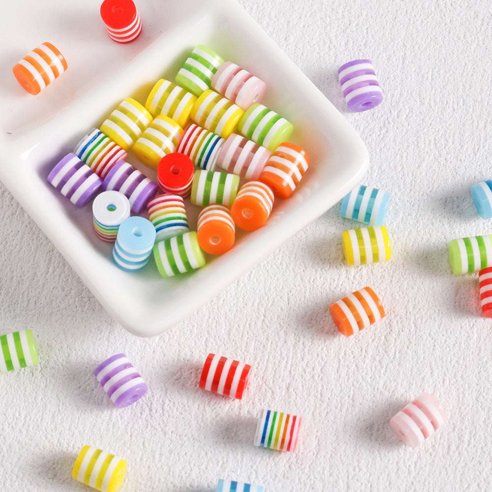 Color Striped Resin beadable beads