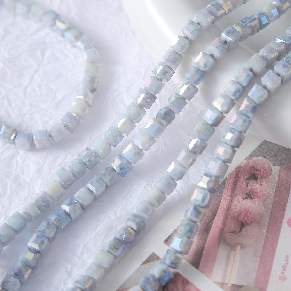 5mm Faceted Crystal Sugar Cube Water-Dyed Square