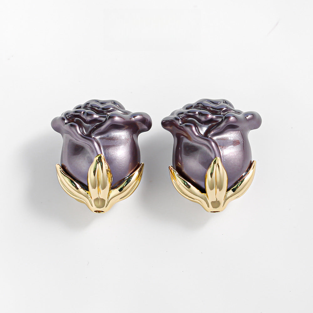 Electroplated Straight Hole Rose Beads