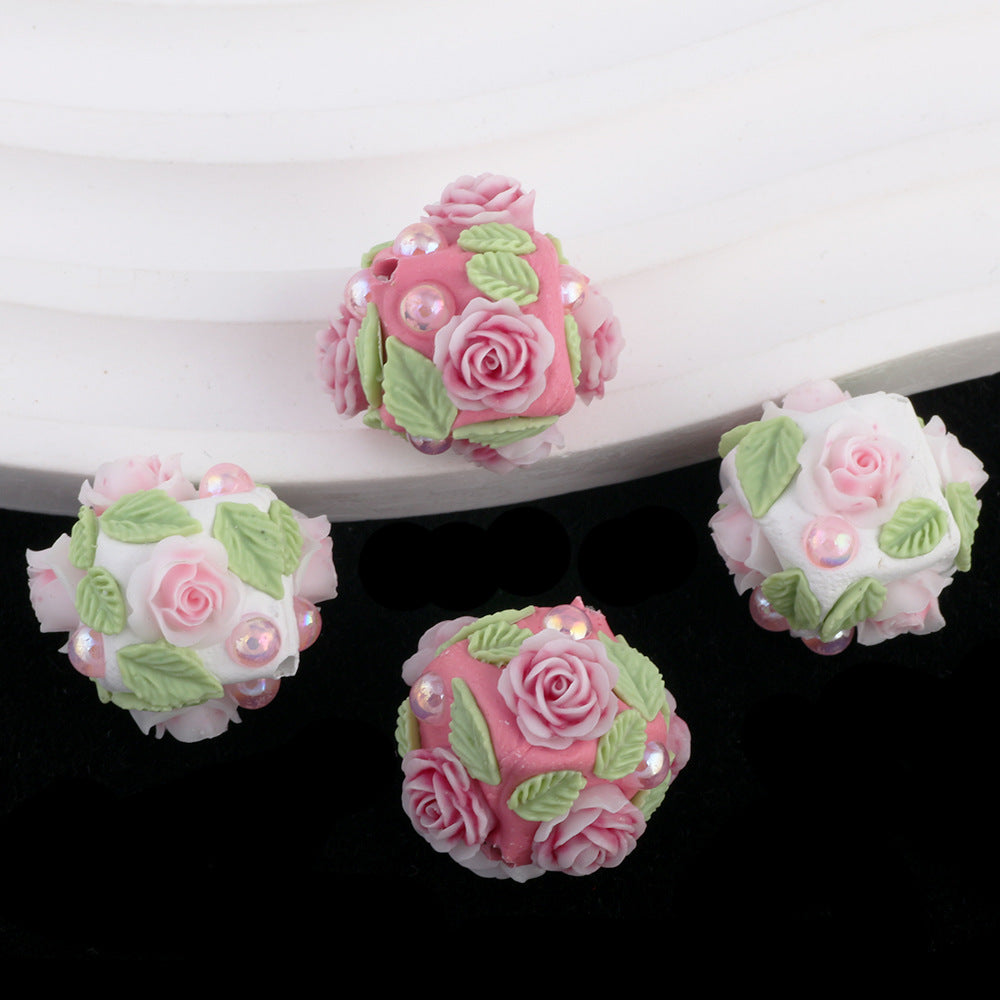 Fresh Flower Ball Drill Ball Pen Straight Hole Beads