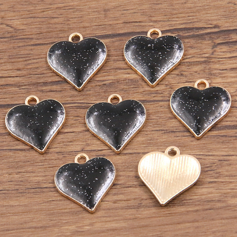 Golden Enamel Oil Drop Charm Heart Pentagram Moon Glitter Charms