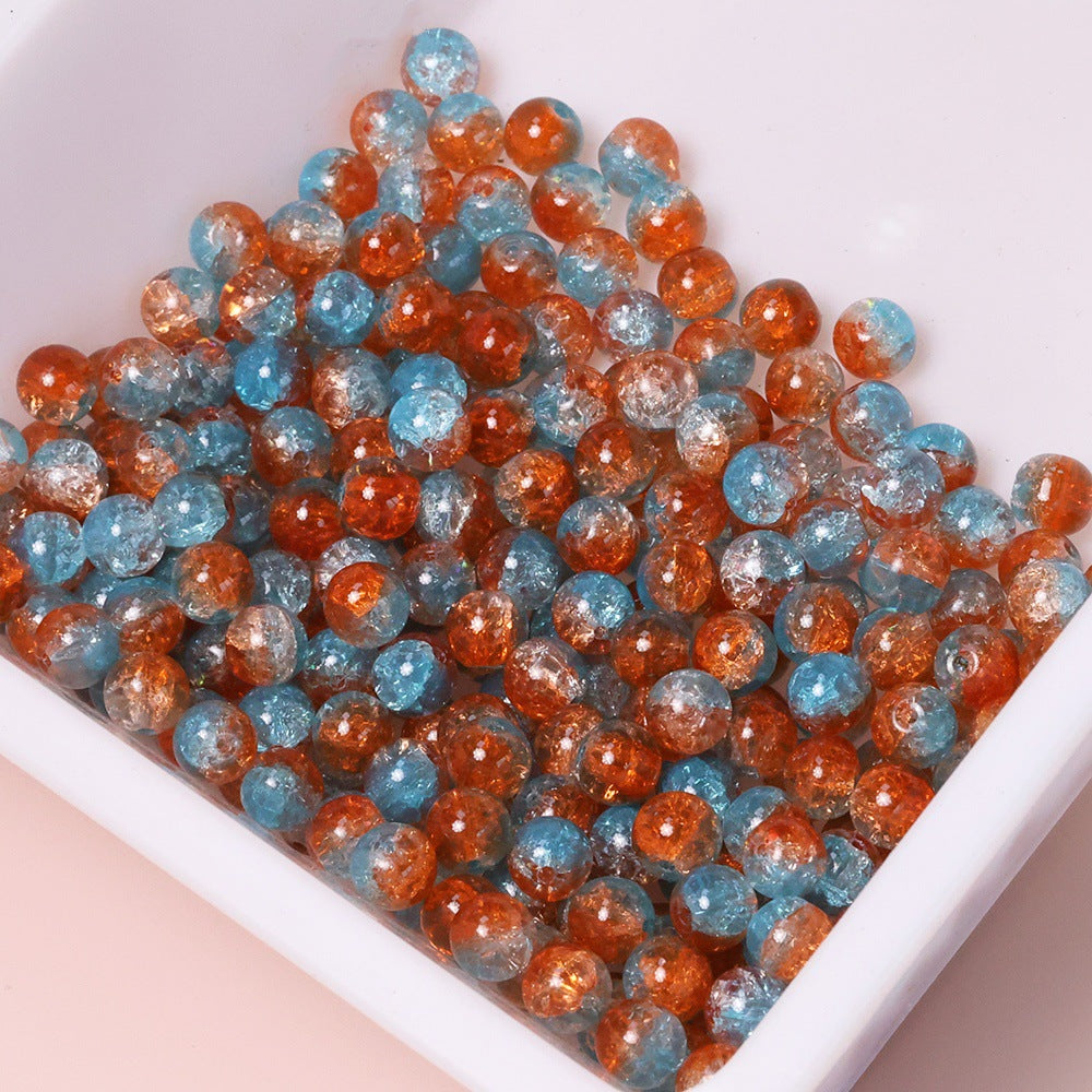 10mm Three-Color Ice Soul Crackle Beads Handmade Glass Beads Loose Beads