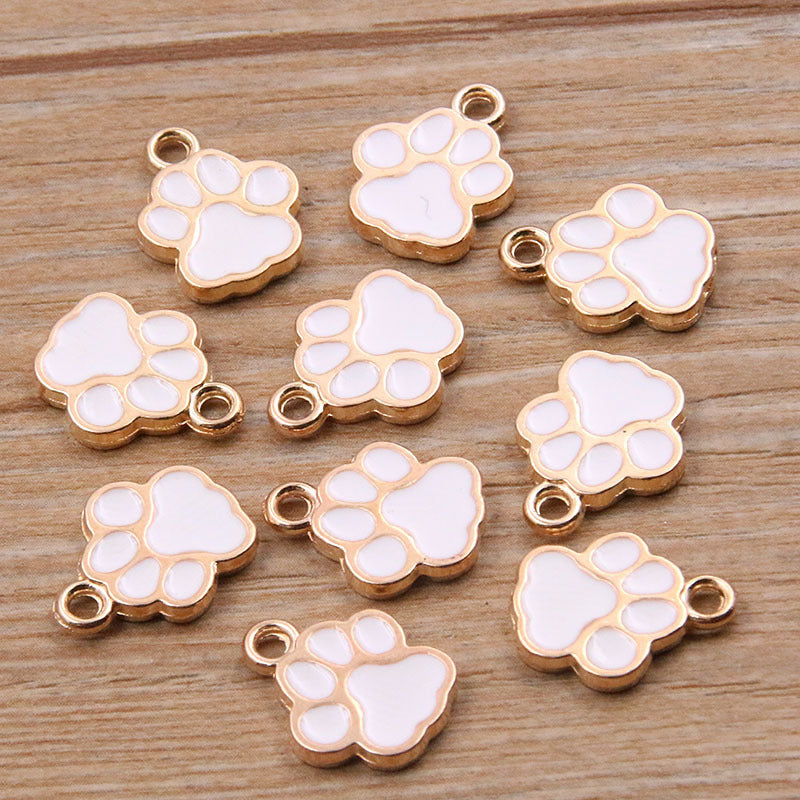 8 Colors Alloy Paw Charms | KC Gold Enamel Dog Paw, Cat Paw, Bear Paw Pendants for DIY Jewelry Making