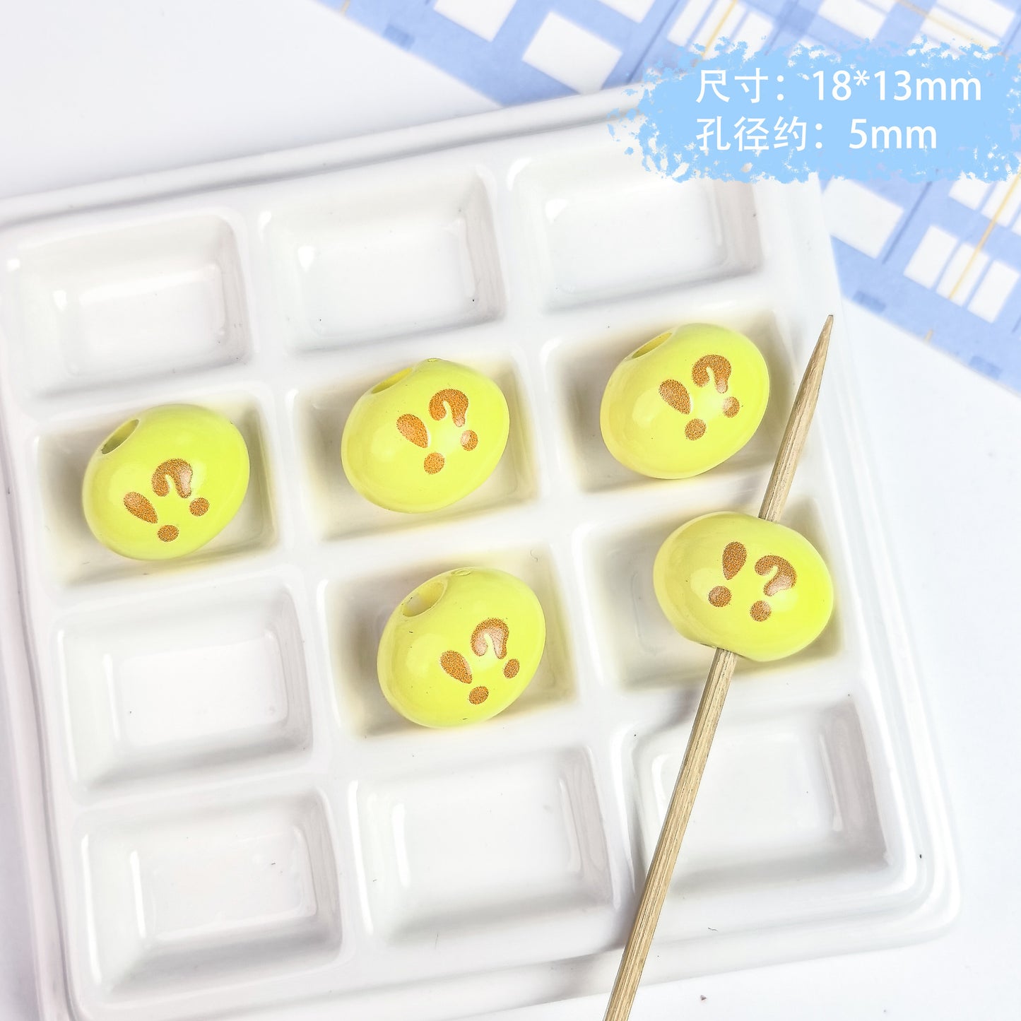 5 pcs Cute Painted English Slogan Beads