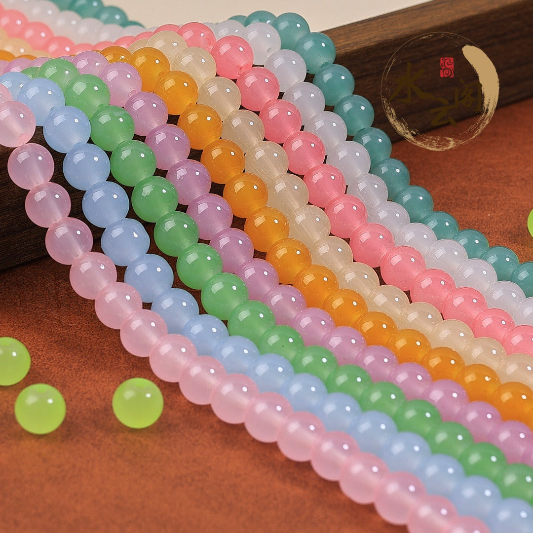 Glass crystal imitation jade round beads