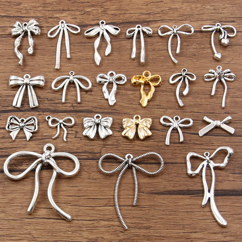 Metal Hollow Cute Bow Pendant Charms