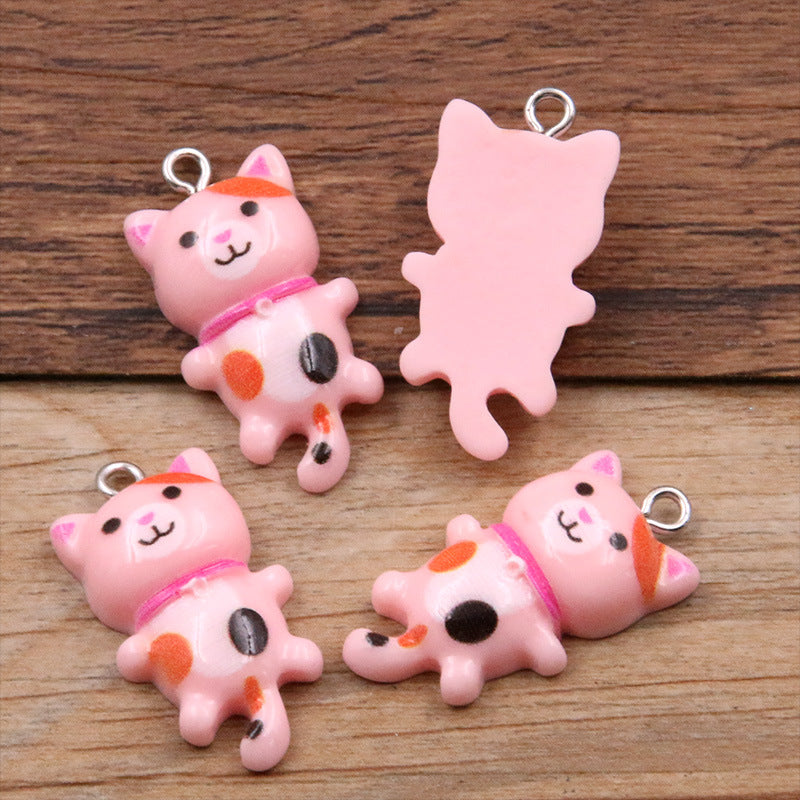 8 Colors 15*29mm DIY Resin Cute Cartoon Kitten Animal Pendant Charm