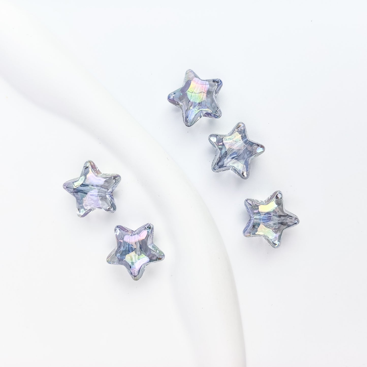 Transparent Acrylic UV Colorful Star Through Hole Beads
