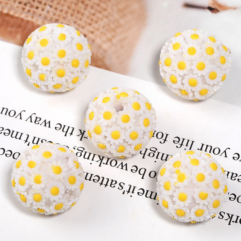 Colorful Resin Flower Ball Through Hole Beads