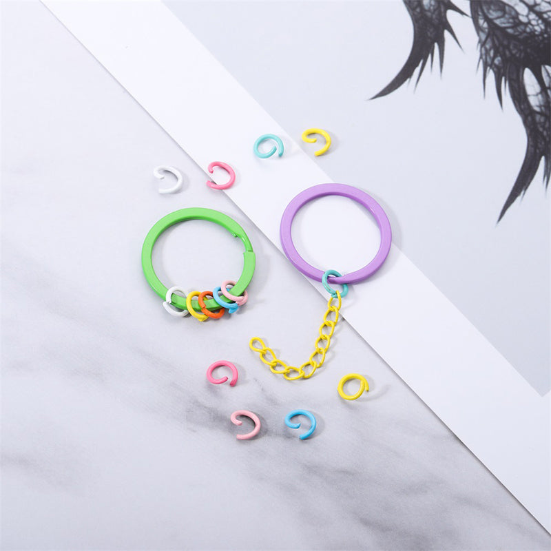 100 pcs 1.2*8mm keychain DIY accessories material macaron color paint open ring connecting ring
