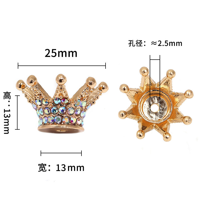 10 pcs 25*13mm 3D Rhinestone Crown Beads