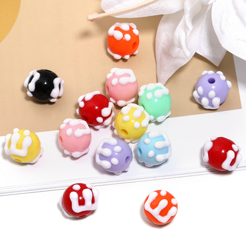 Acrylic Solid Color Painted Round Beads 16MM Straight Hole String Beads