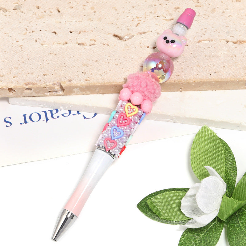 Acrylic solid color cartoon bear head beads with vertical holes