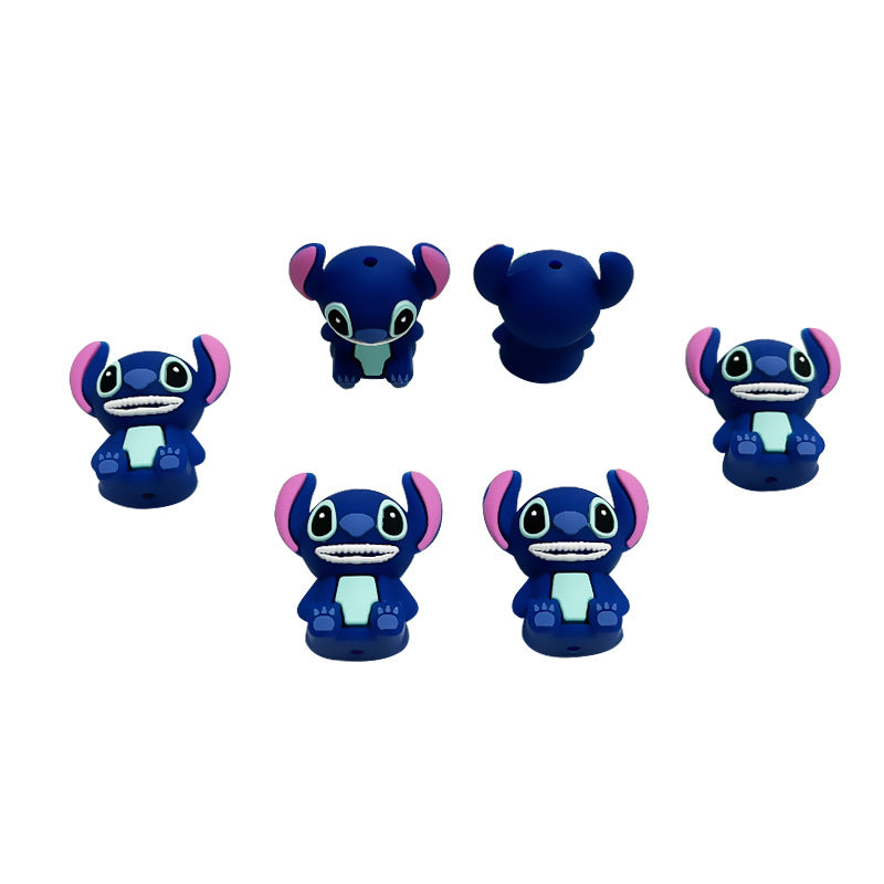 3D Blue Doll Silicone Focal Beads