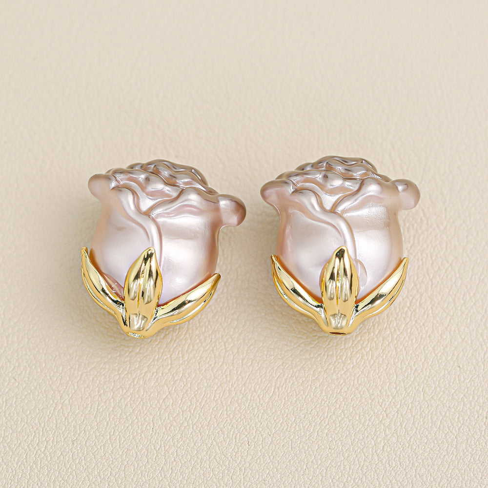 Electroplated Straight Hole Rose Beads