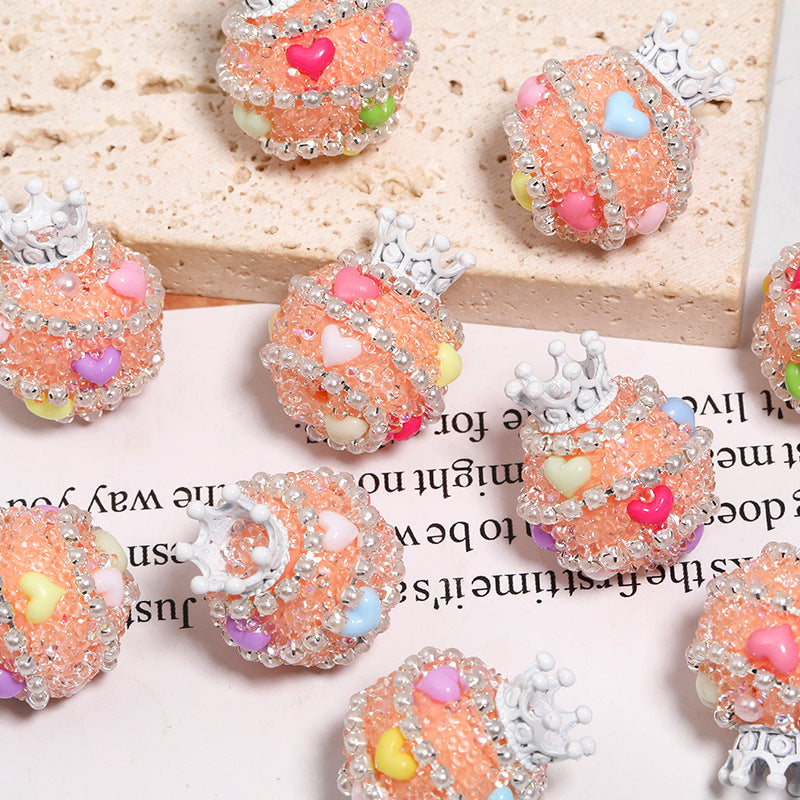 Crown Heavy Industry Beaded Light Luxury Colorful Dot Rhinestone Loose Beads Acrylic