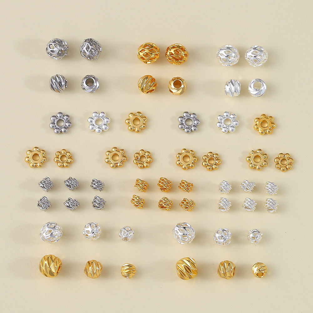 Color-Retaining Gold Flower Holder Silver Hollow Inlaid Snowflake Spacer Bead Piece