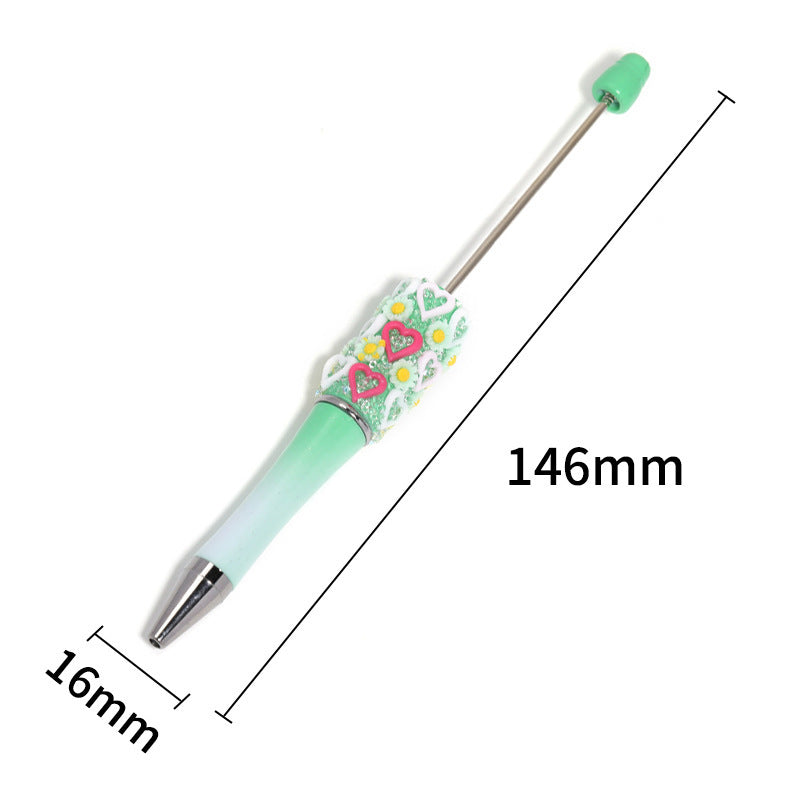 Flower-shaped heart-shaped bead pen
