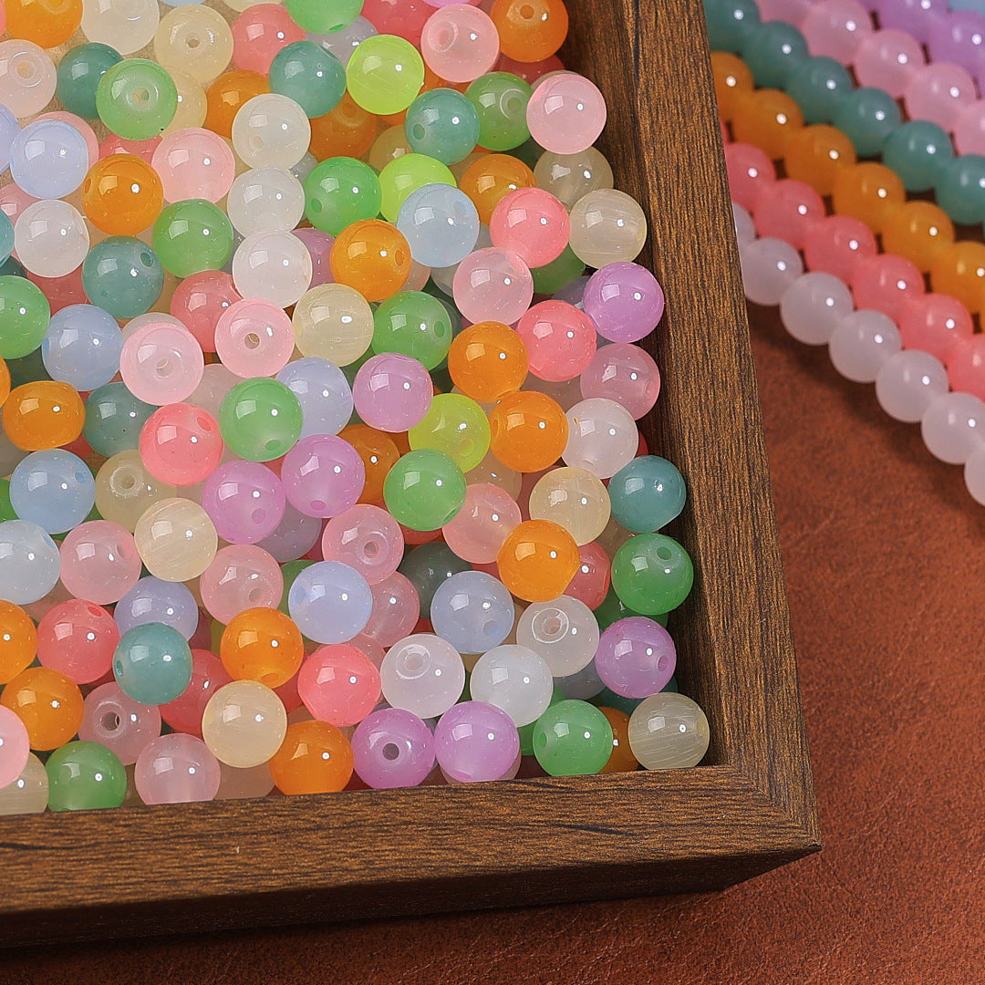 Glass crystal imitation jade round beads