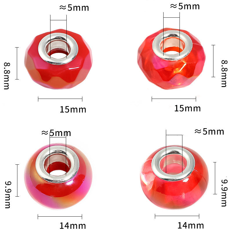 Acrylic solid color large hole bead wheel beads