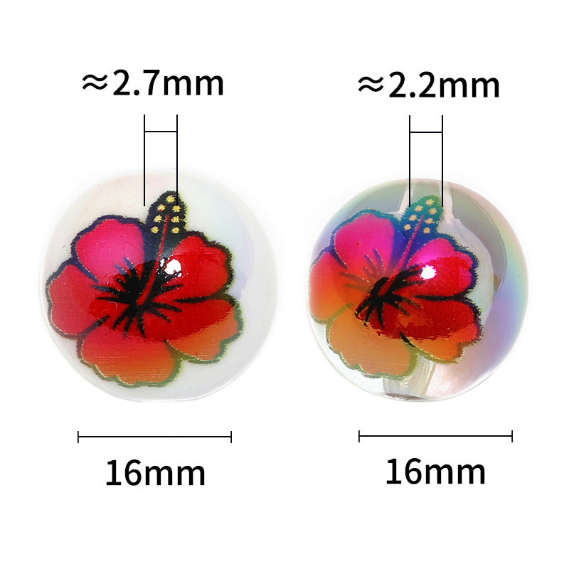 Acrylic Valentine's Day Rose Beads Medium Beads Flower Print Beads