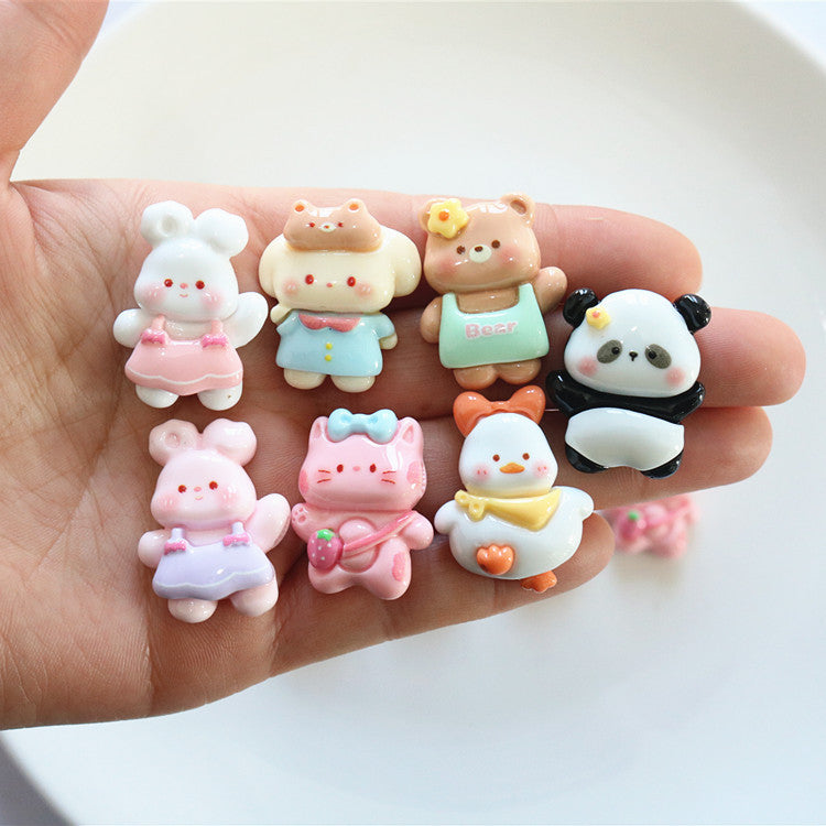 卸売明るい漫画樹脂小さなアクセサリーパンダダック子供用ヘアピン素材収納ボックスパッチ