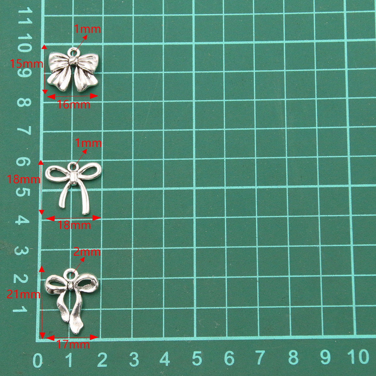 Metal Hollow Cute Bow Pendant Charms