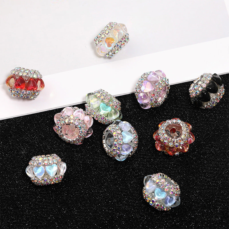 Heart shape rhinestone chain fancy beads