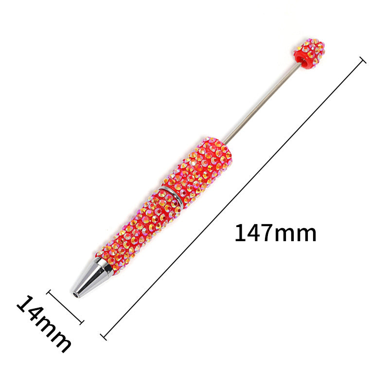 Full-diamond beadable plastic ballpoint pen
