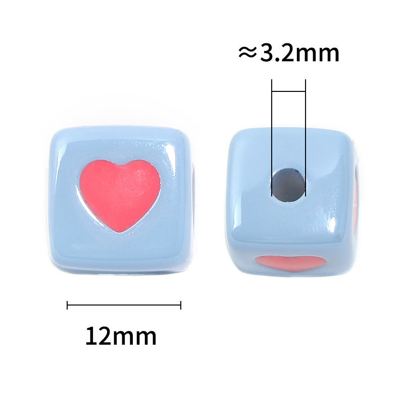 Acrylic 12mm macaron color square beads love square beads