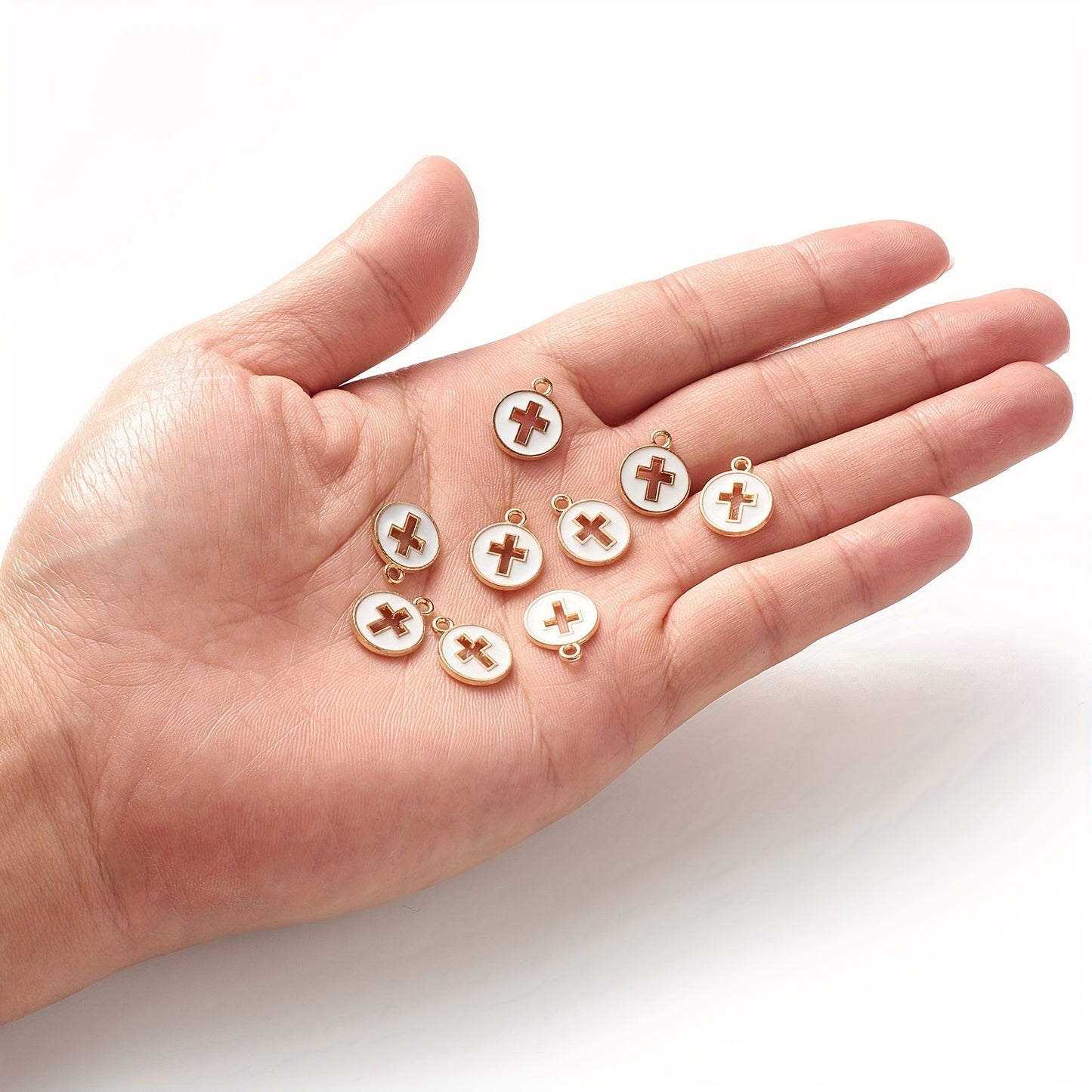 10 Pcs Colorful Drip-Oil Round Ring Cross Accessories