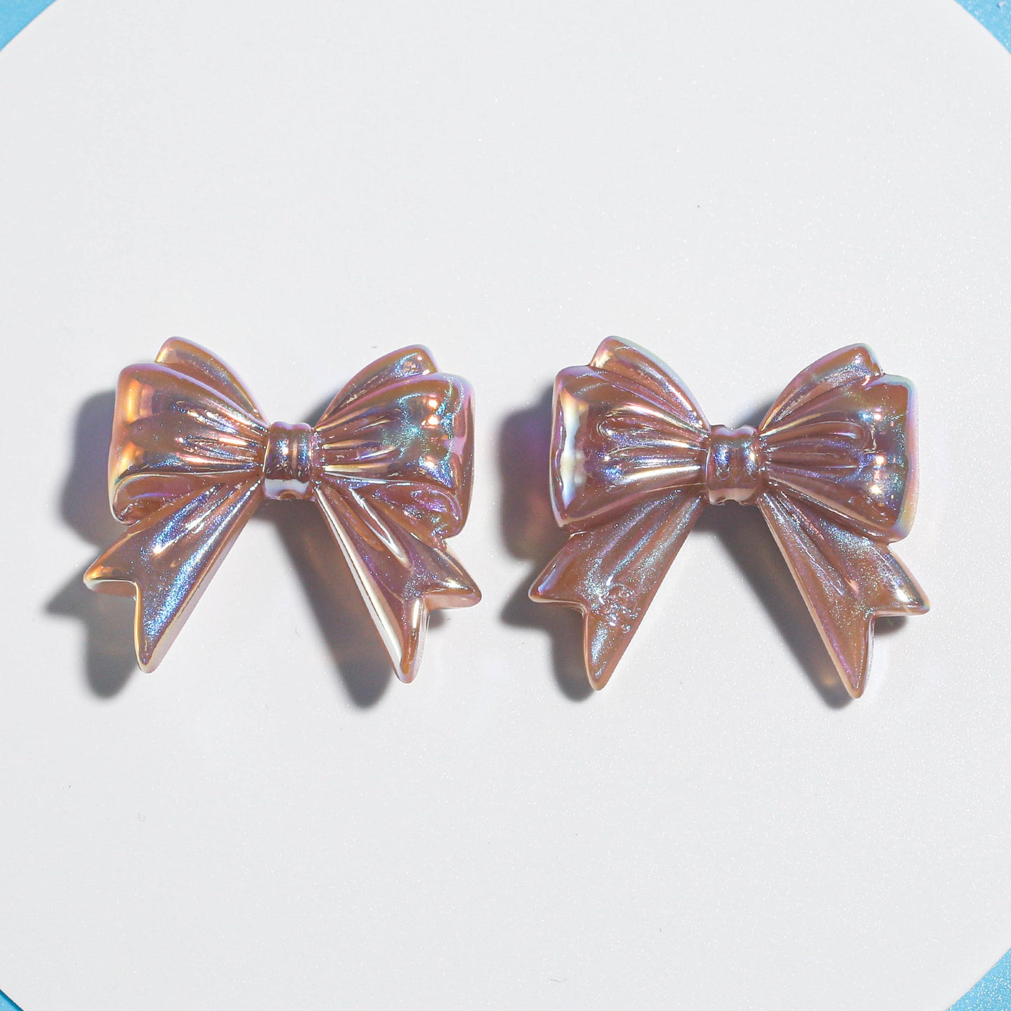 Dark Straight Hole through Hole Ribbon Bowknot Beads