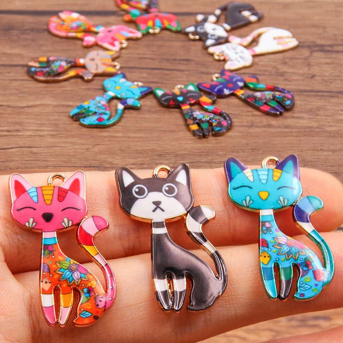 1 Piece 8 Colors 17*29mm DIY Alloy Jewelry KC Gold Drop Oil Color Printing Halloween Fox Pendant Hanging Decoration