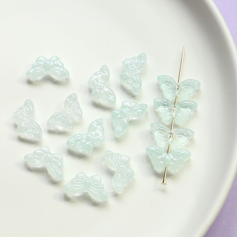 10 pcs Retro Butterfly Iridescent Glass Beads