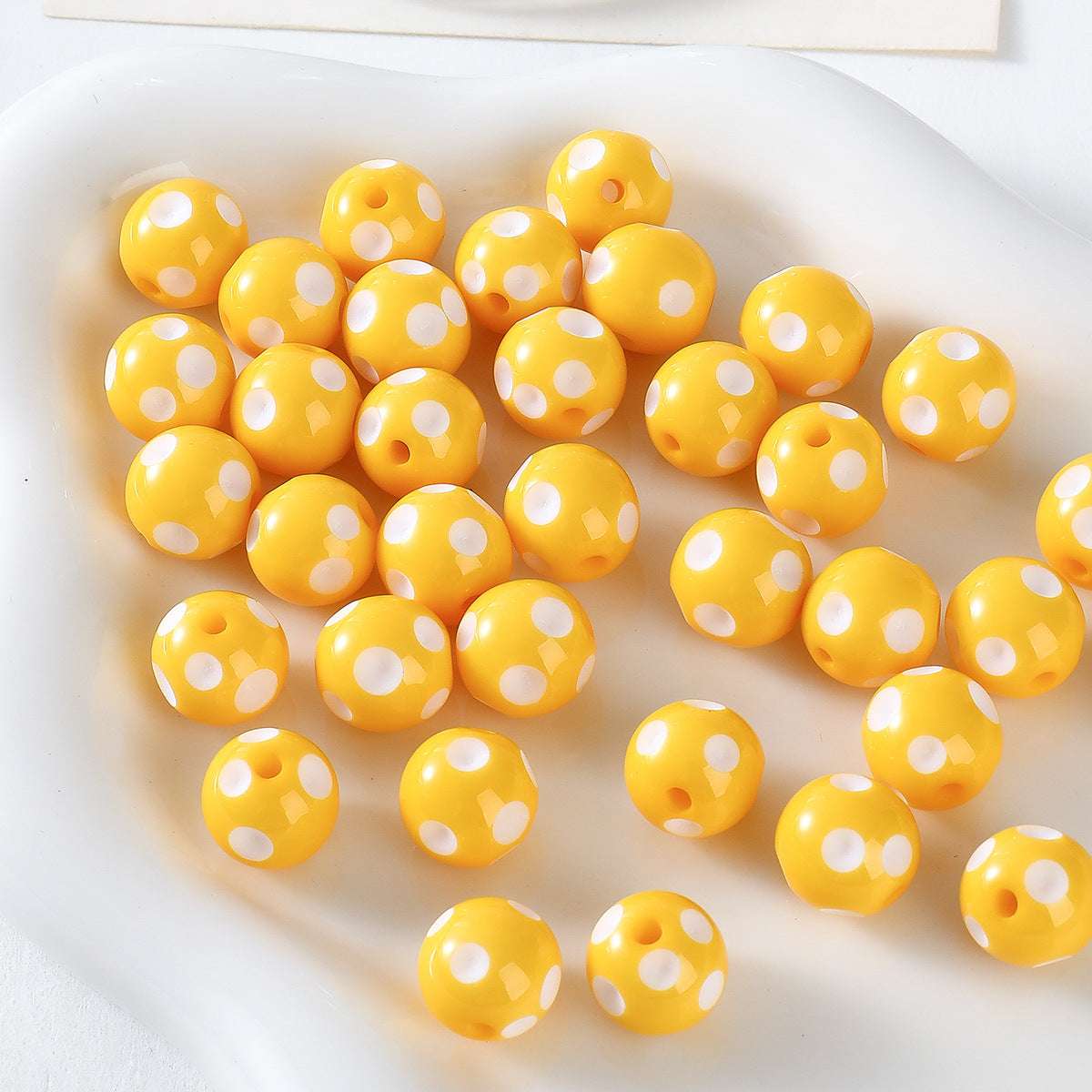 12mm Cute Fun Polka Dot Color Resin round Beads