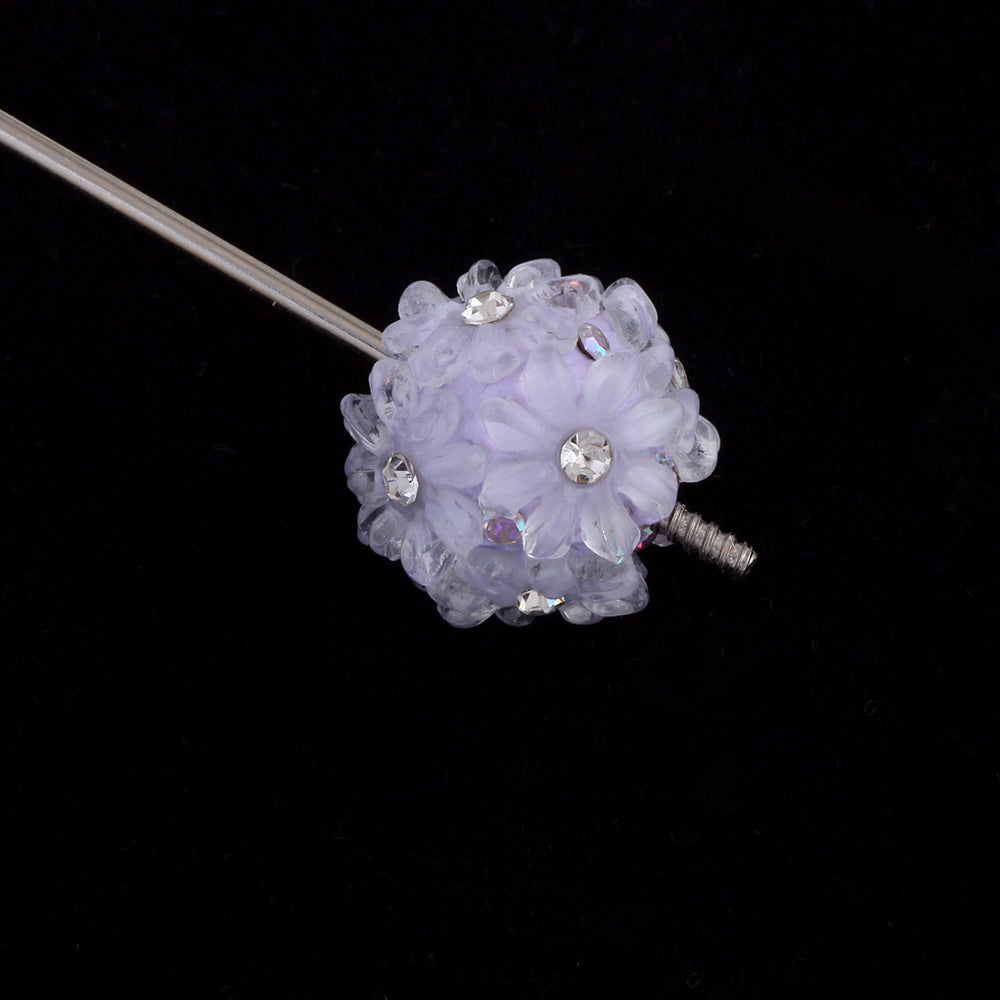 Flower Cluster Ball Flower Inlaid with Rhinestones Soft Clay Large Hole Straight Hole Beads