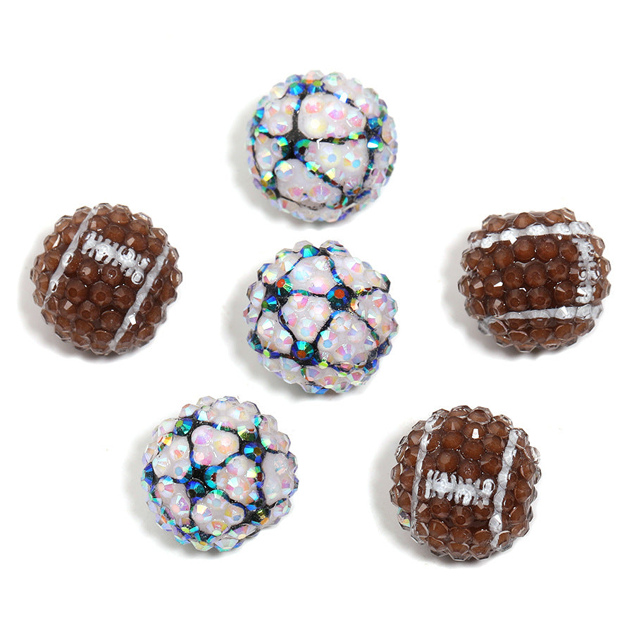 Rugby Ball with Full Diamond Beads Acrylic Soccer Ball Fancy beads
