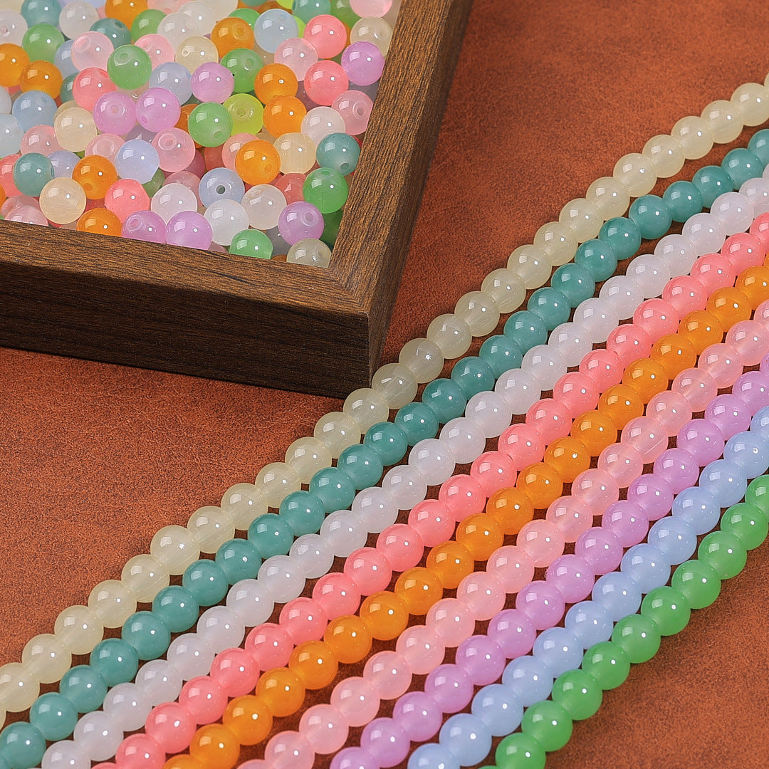 Glass crystal imitation jade round beads