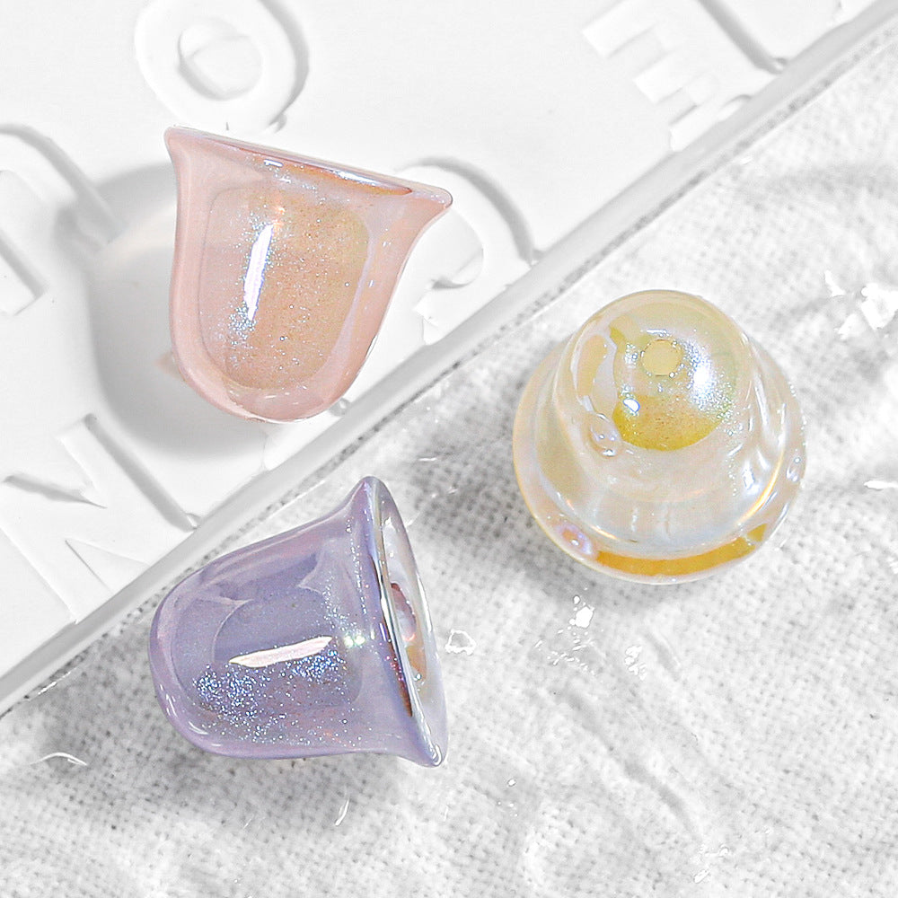 Thin and Glittering Plating Color Little Bell Shape Beads