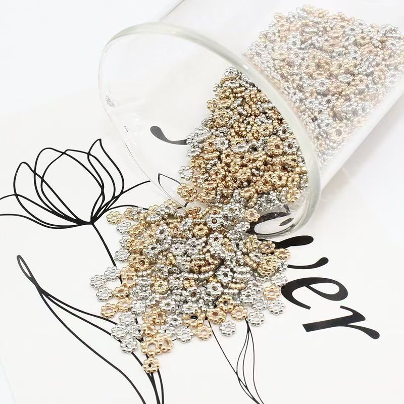 4/6mm Alloy Flower Core Gold-Plated Gear Spacer Beads