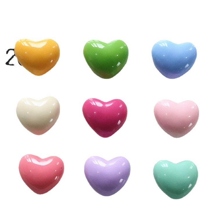 Bright chubby heart-shaped resin love peach heart DIY jewelry accessories girl hair accessories hairpin handmade materials