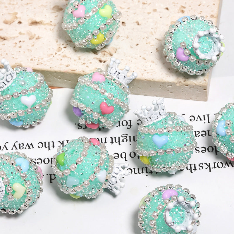 Crown Heavy Industry Beaded Light Luxury Colorful Dot Rhinestone Loose Beads Acrylic