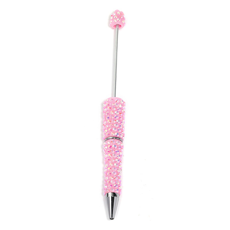 Full-diamond beadable plastic ballpoint pen