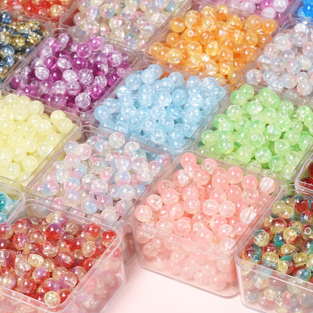 10mm Three-Color Ice Soul Crackle Beads Handmade Glass Beads Loose Beads