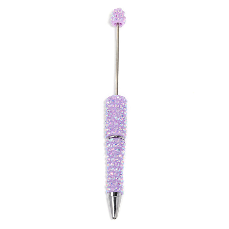 Full-diamond beadable plastic ballpoint pen