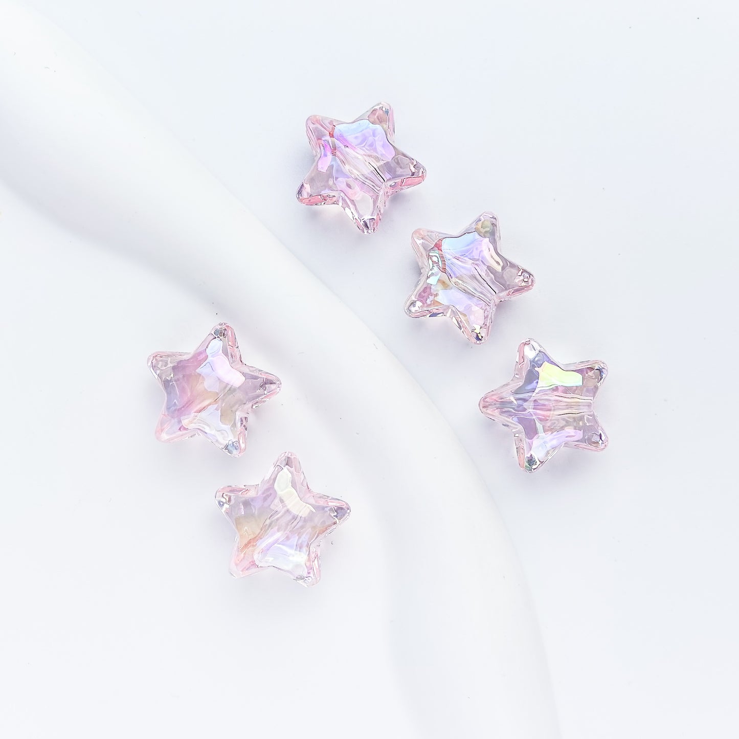 Transparent Acrylic UV Colorful Star Through Hole Beads