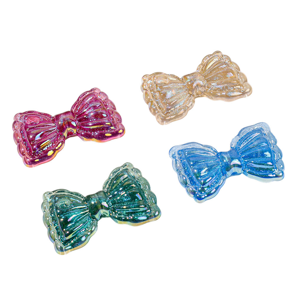 Thin and Glittering Straight Hole Bow Beads