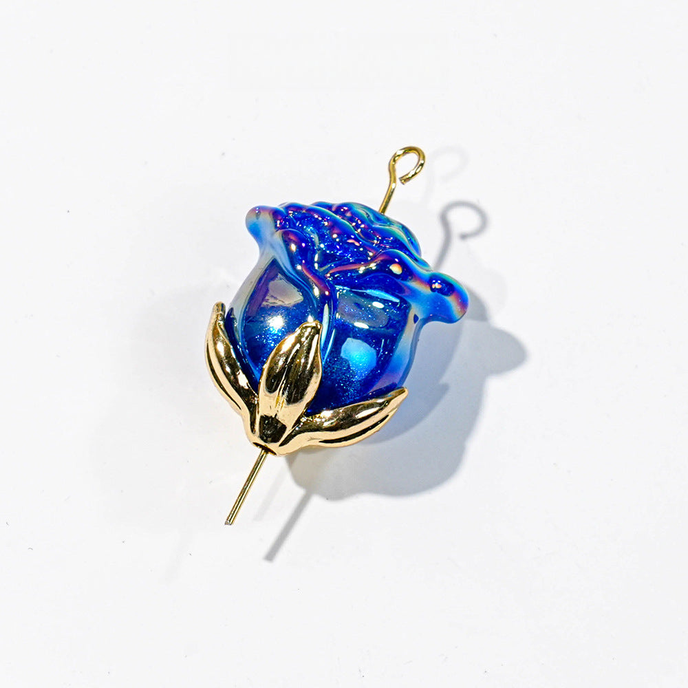 Electroplated Straight Hole Rose Beads