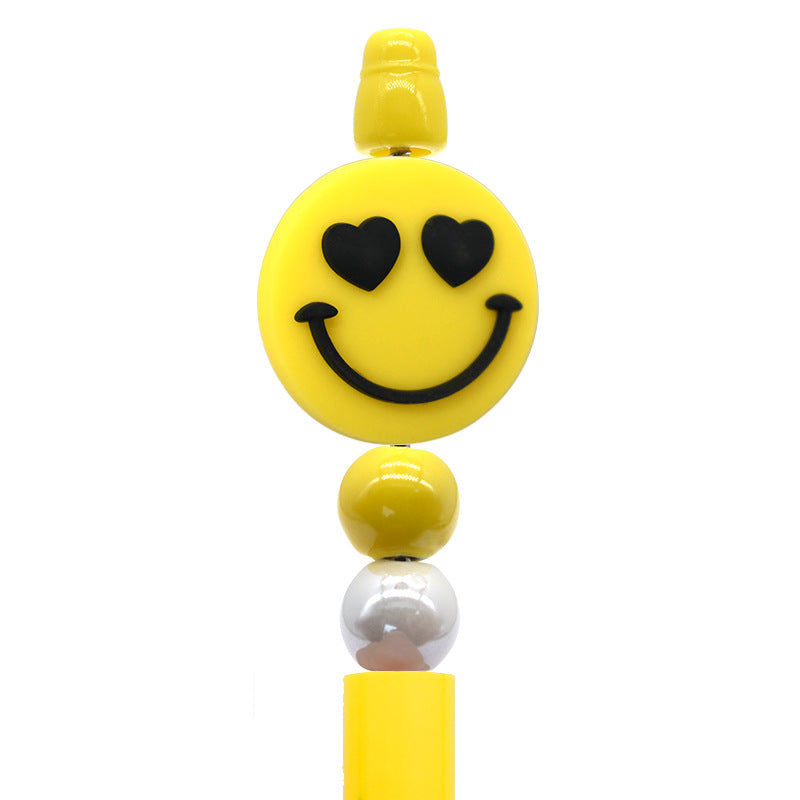 Student Stationery Colorful Beaded Pen Silicone Focal Beads